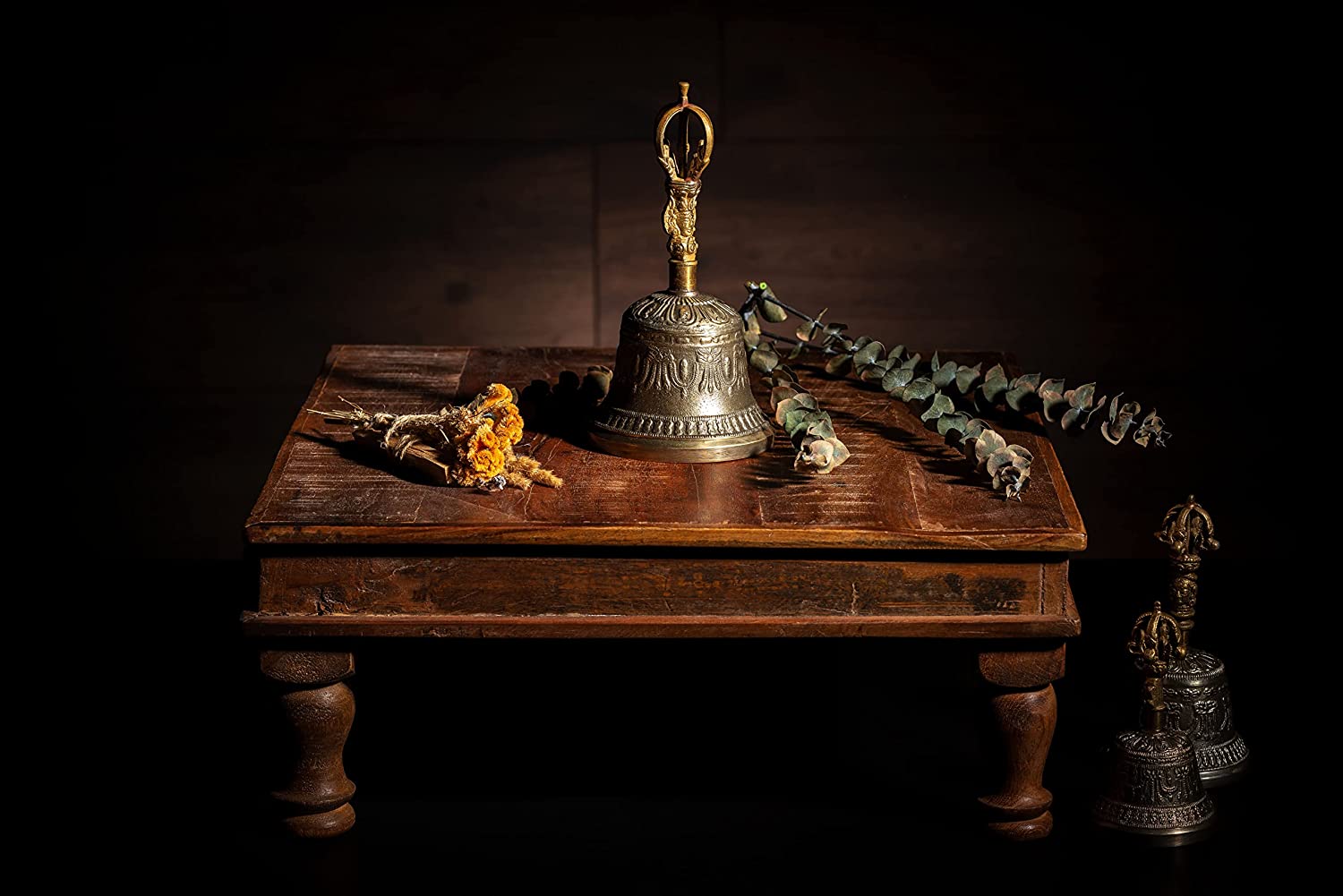 Tibetan Meditation Bell on Wooden Table