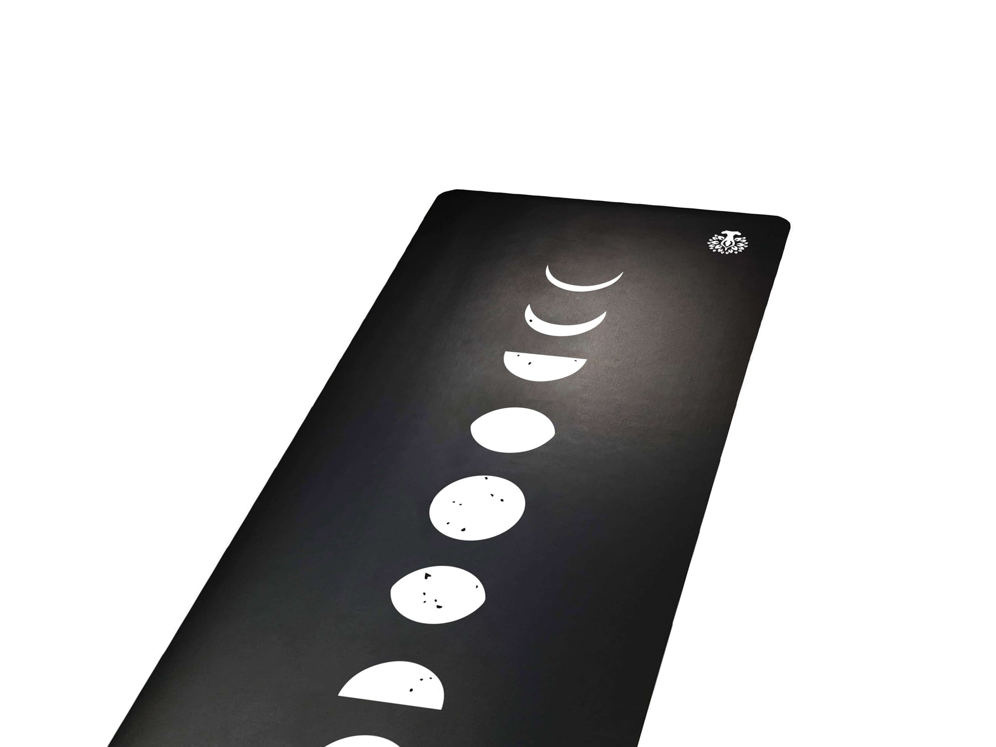 Black travel yoga mat with moon pattern